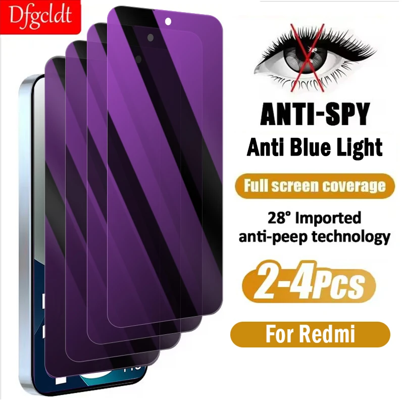 

2-4Piece Anti Blue-ray Privacy Screen Protector for Redmi Note 15 14 13 12 11 Pro+ 14S Tempered Glass for Redmi Turbo 3 4 Pro