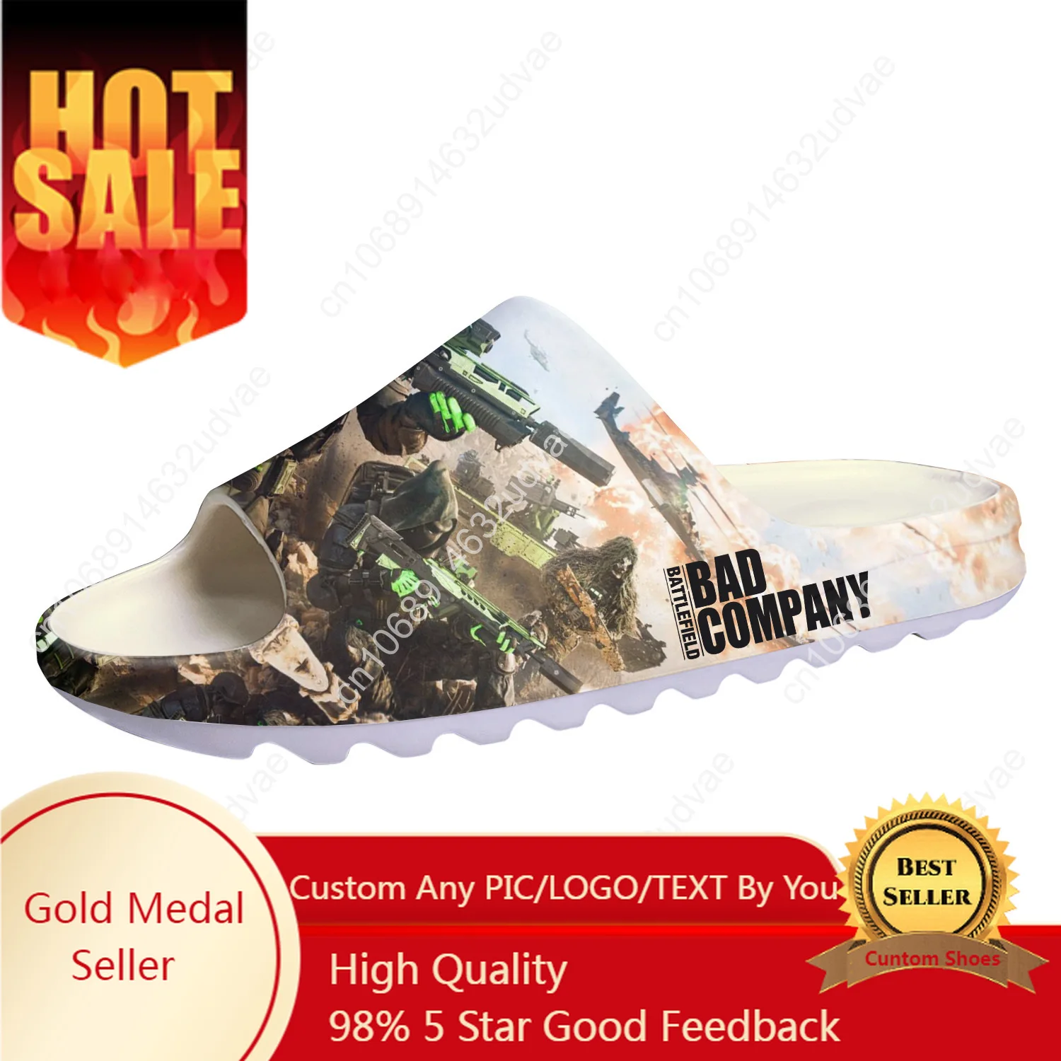 

Battlefield Custom Made Soft Sole Sllipers Home Clogs Step On Water Shoes Mens Womens Teenager Bathroom Beach Step In Slliper