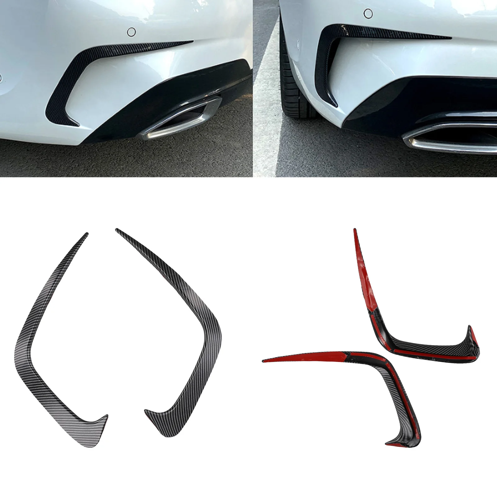 Car Rear Bumper Spoiler Side Canard For BMW G20 G28 2019-2020 Gloss Black/ Carbon Look Rear Bumper Spoiler Car Accessories