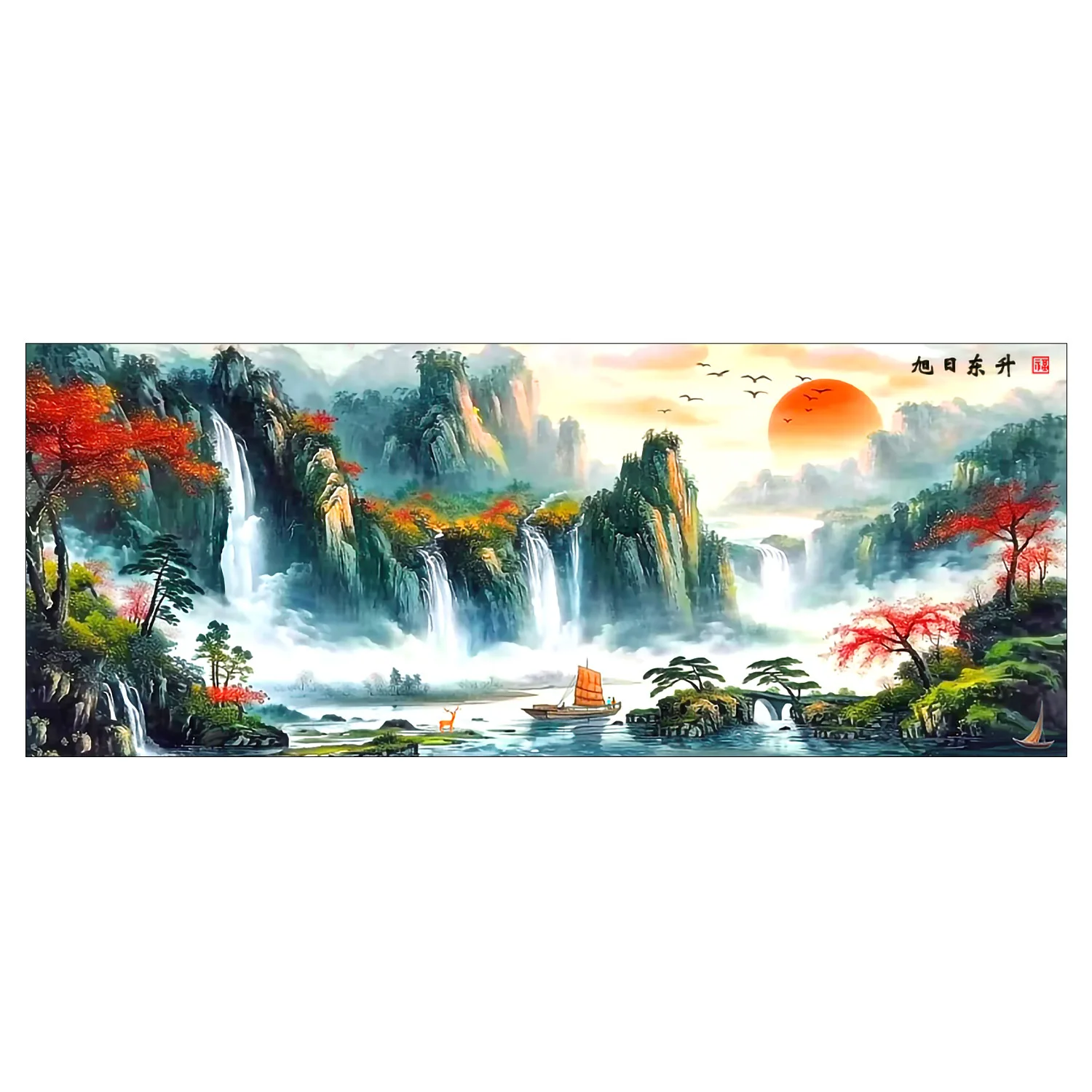 

9ct 230x98cm The red sun rises in the east Embroidery DIY Style Printed Kits Cross Stitch Needlework Set Home Decor Crafts