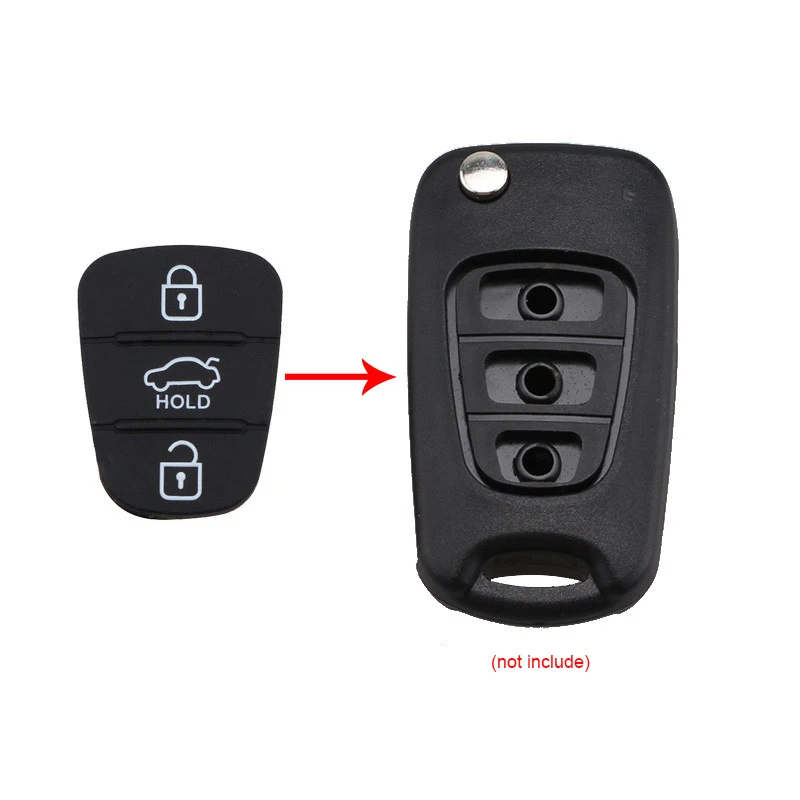 3 Buttons Remote Car Key Shell Fob Rubber Pad Fit for Hyundai Solaris Accent Tucson l10 l20 l30 IX35 Kia K2 K5 Rio Ceed