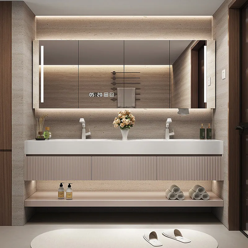 TAO Simple light luxury rock slab seamless ceramic basin bathroom cabinet wash toilet washstand
