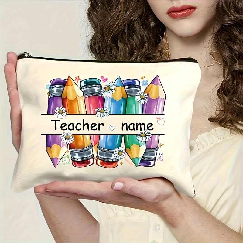 

Personalized Custom Teacher's Day Makeup Bag, Gift for Female Teachers and Bridesmaids, Handbag, Travel Storage Organizer,