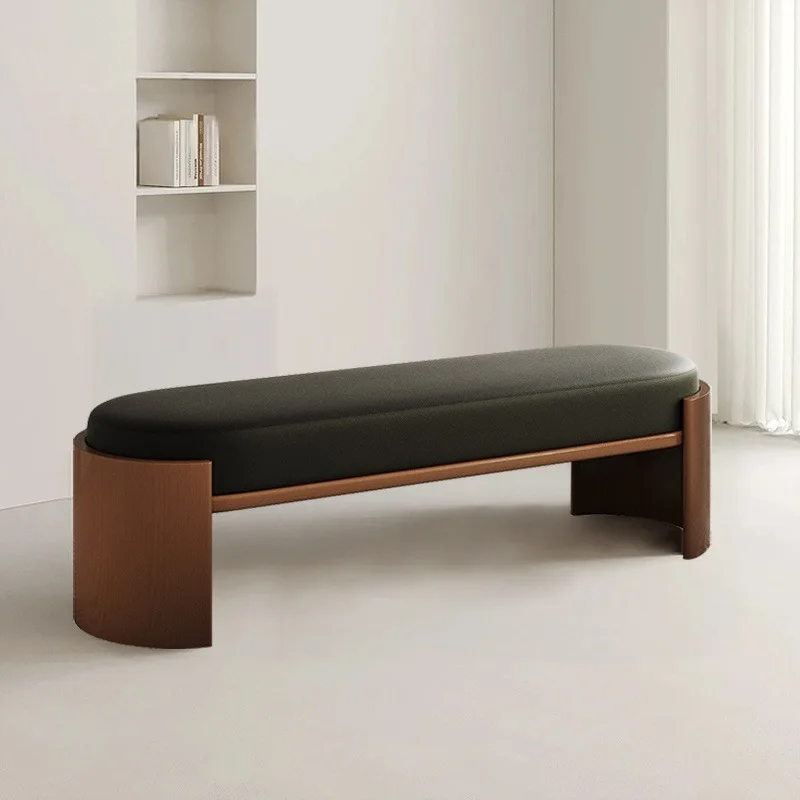 Simple retro solid wood bedside stool wabi-sabi wind foyer cloakroom shoe changing bench living room