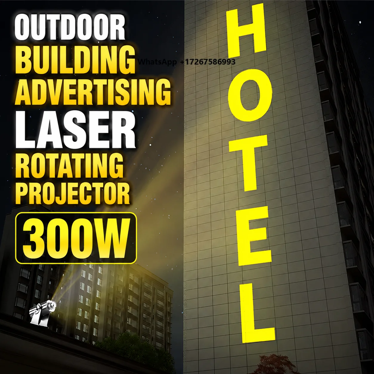300w IP67 Waterproof Outdoor Building Advertising  Rotating Gobo Projector Custom Image Logo Powerful Projection Lamp