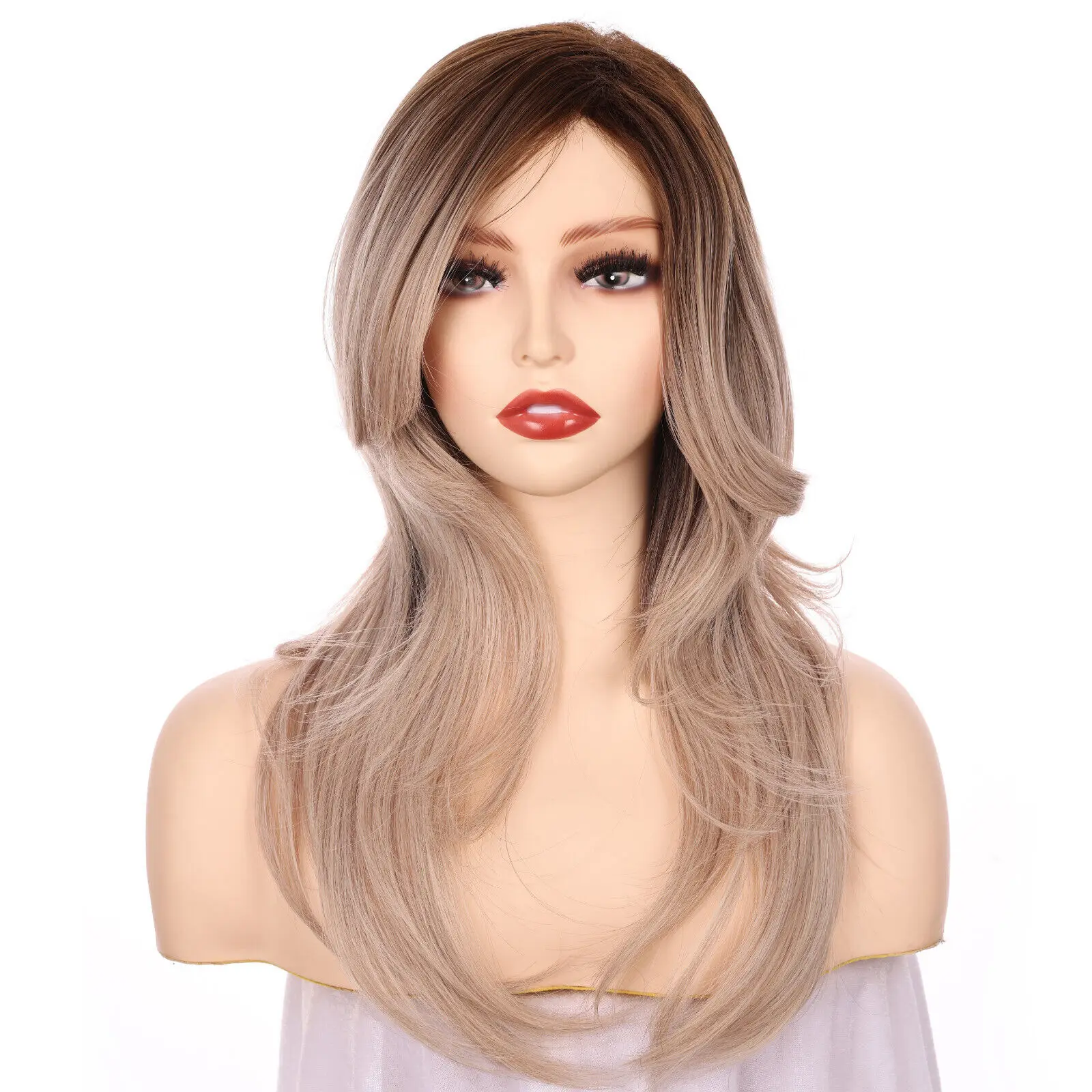 

Onedor 20" Women Long Wig Synthetic Full Head with Fringe for Women