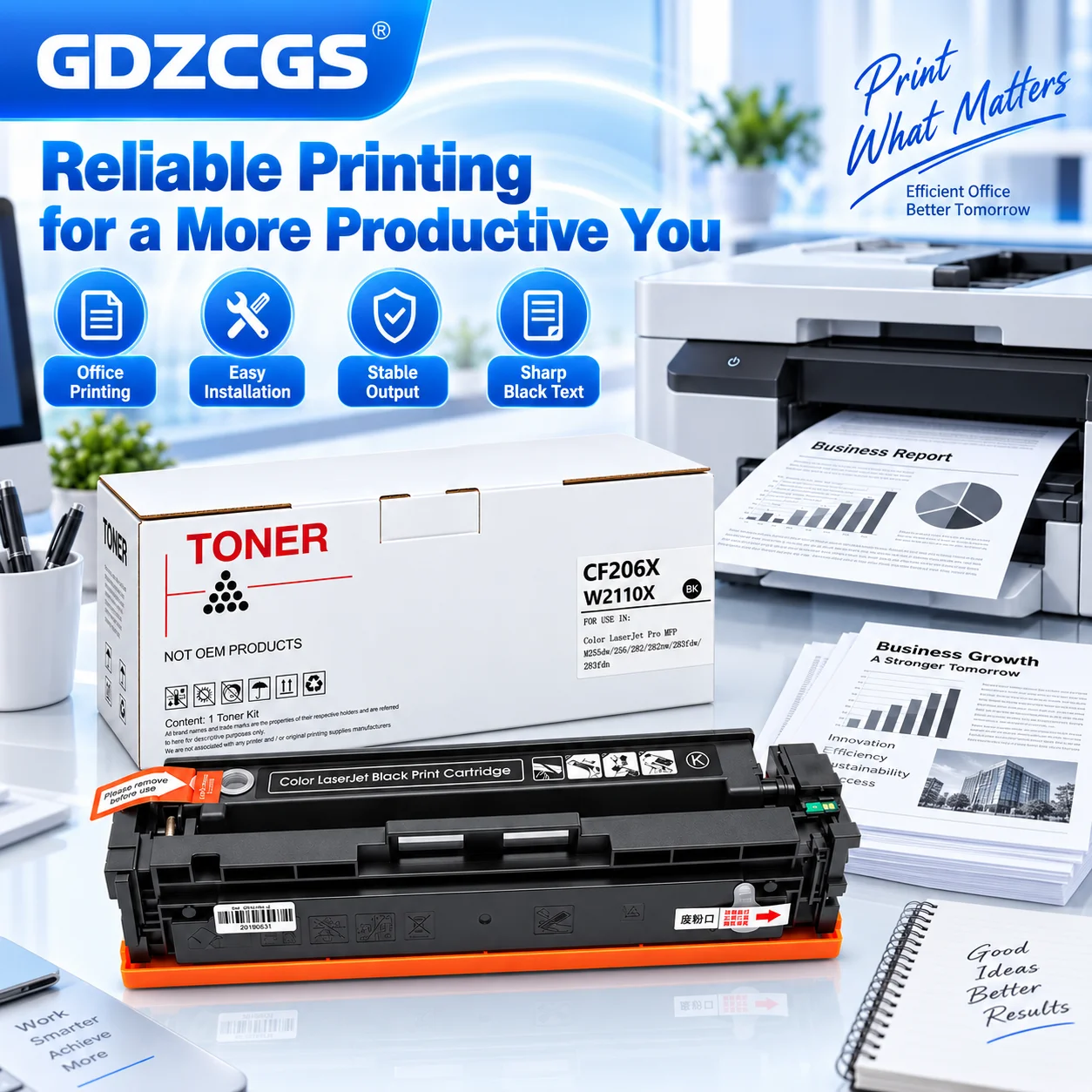 207X 206X W2210X W2113X Toner Cartridge Compatible for HP M283fdw M283fdn M255dw M255nw M282nw Printer Toner Cartridge with Chip