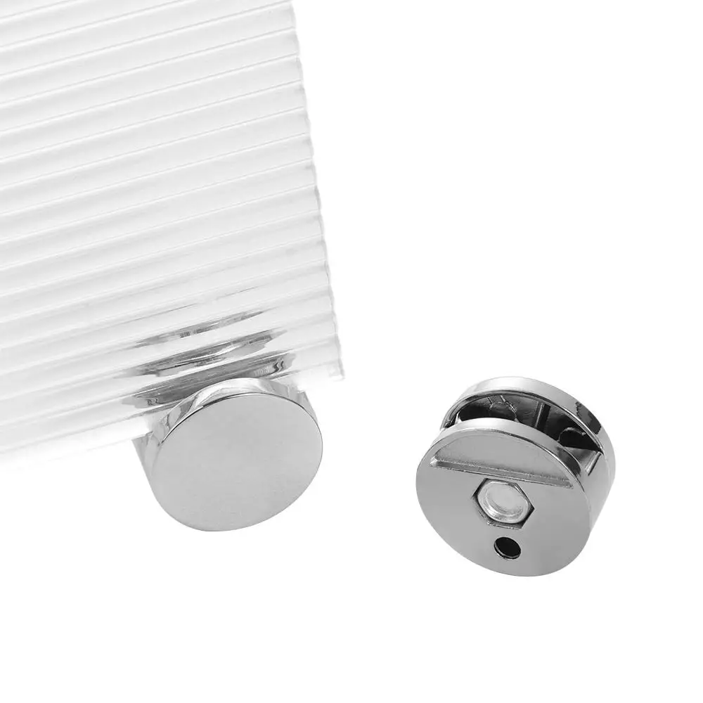 4pcs Durable Brackets Glass Mirror Hinger Holder Fixed Fitting Glass Mirror Clamp Round Zinc Alloy Glass Clip Advertising Plate