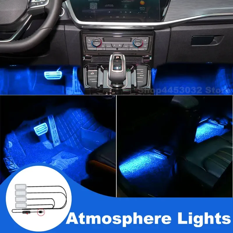 USB Interior Lights For Geely Coolray Atlas pro emgrand gt gc9 gc6 ec718 ec7 Led Foot Ambient Light Interieurs VoitureBlue