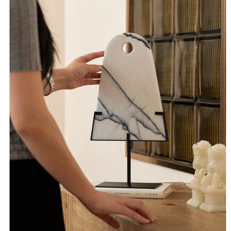 Premium Sense Of Italian Luxury Alabaster Color Floral Marble Decoration High-End Geometric Abstract Modern Minimalist Ornaments