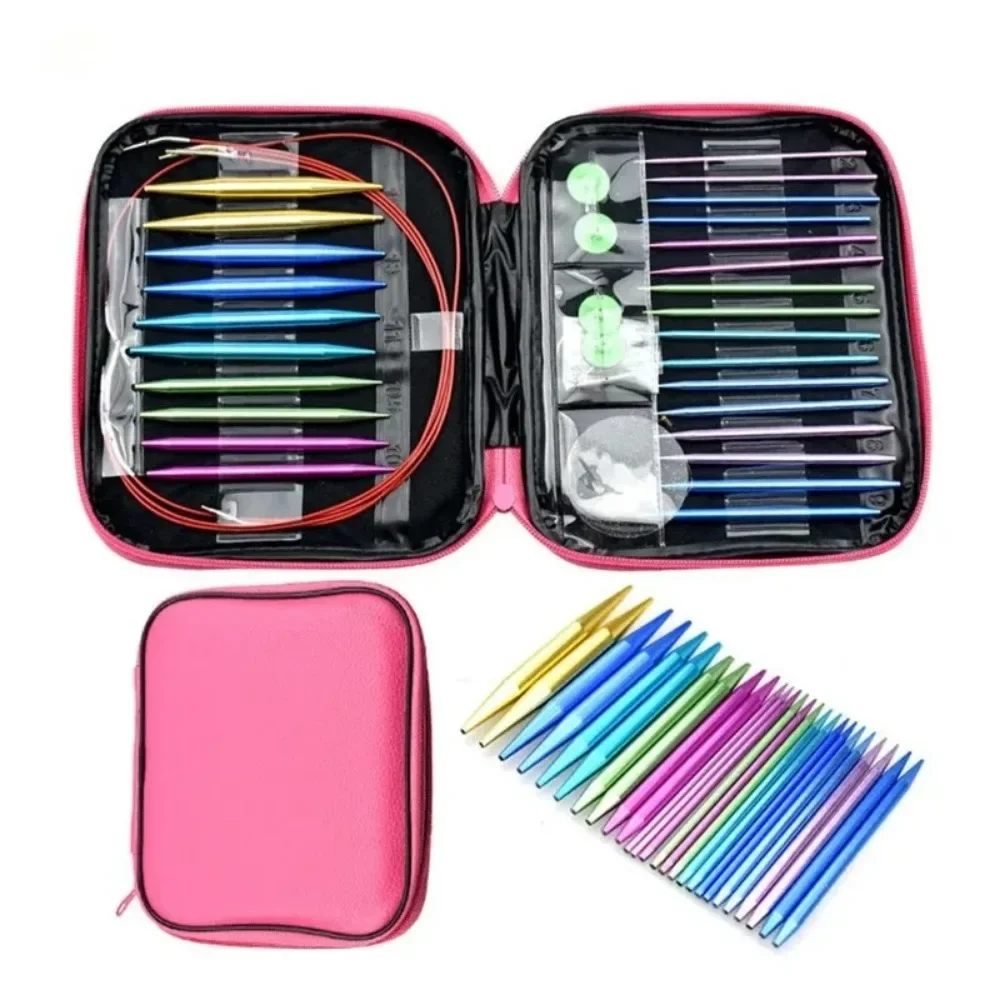 Interchangeable Crochet Hooks Weaving Yarn Knitting Craft Tools Accessories Kit Needle Aluminum Circular Knitting Needles Set