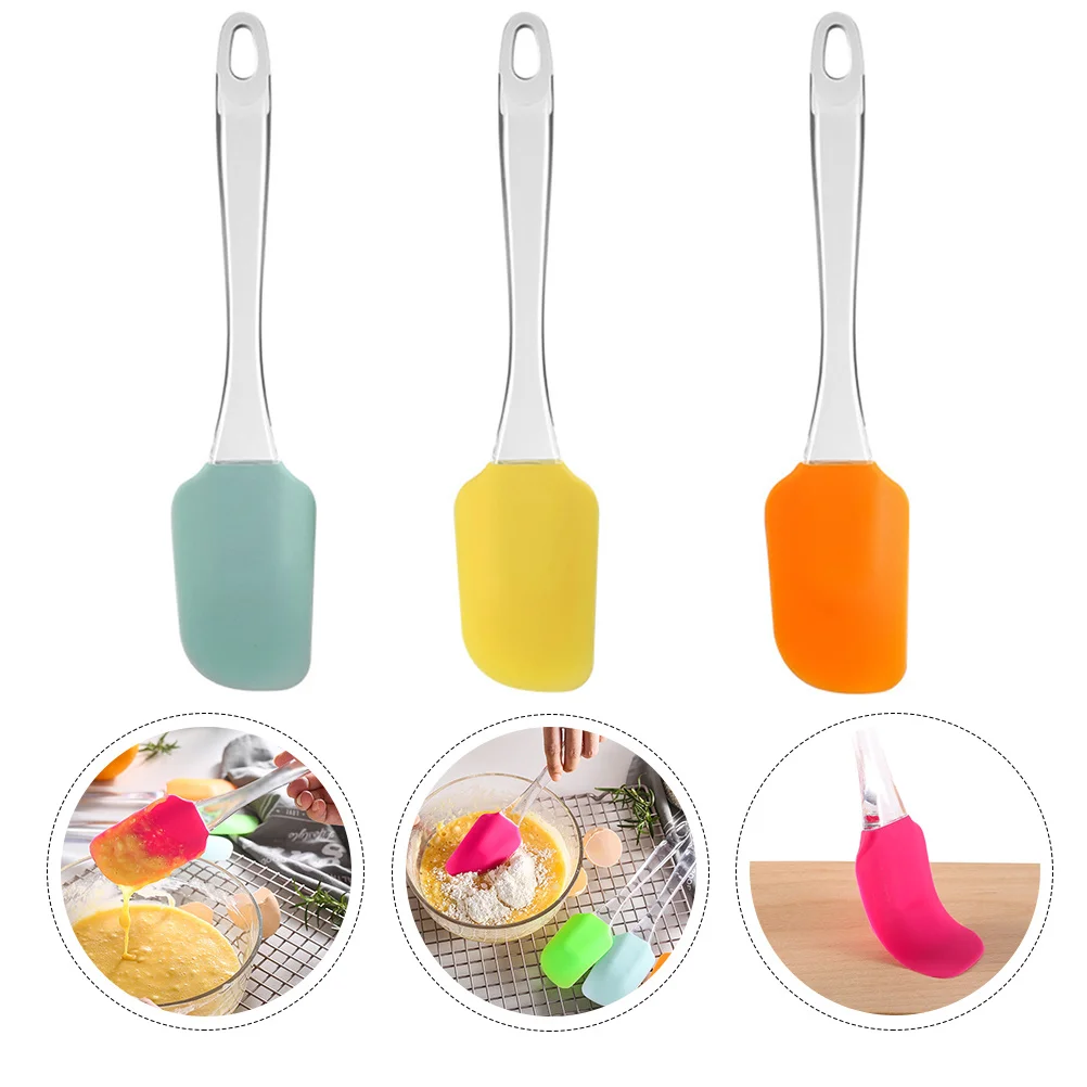 

3pcs Long Handle Silicone Scraper Cream Spatula Baking Gadget Kitchen Utensil Home Bakery Tool Lightweight Nonstick