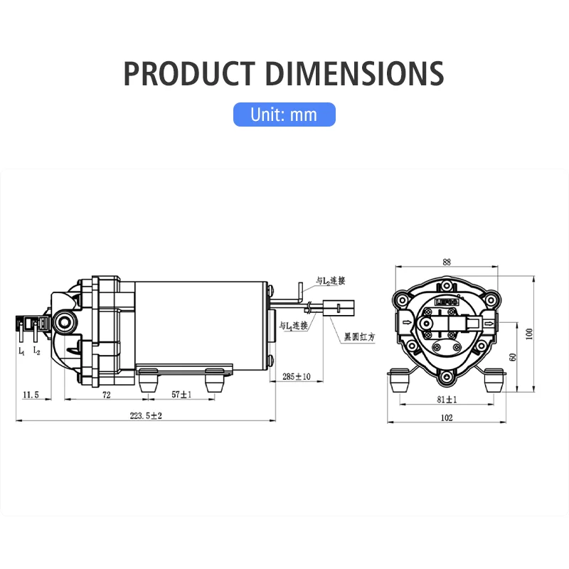 Oywj pour LEFOO 12V DC diaphragme électrique haute pression pompe de surpression d'eau douce RV Marine RO système Compatible Durable