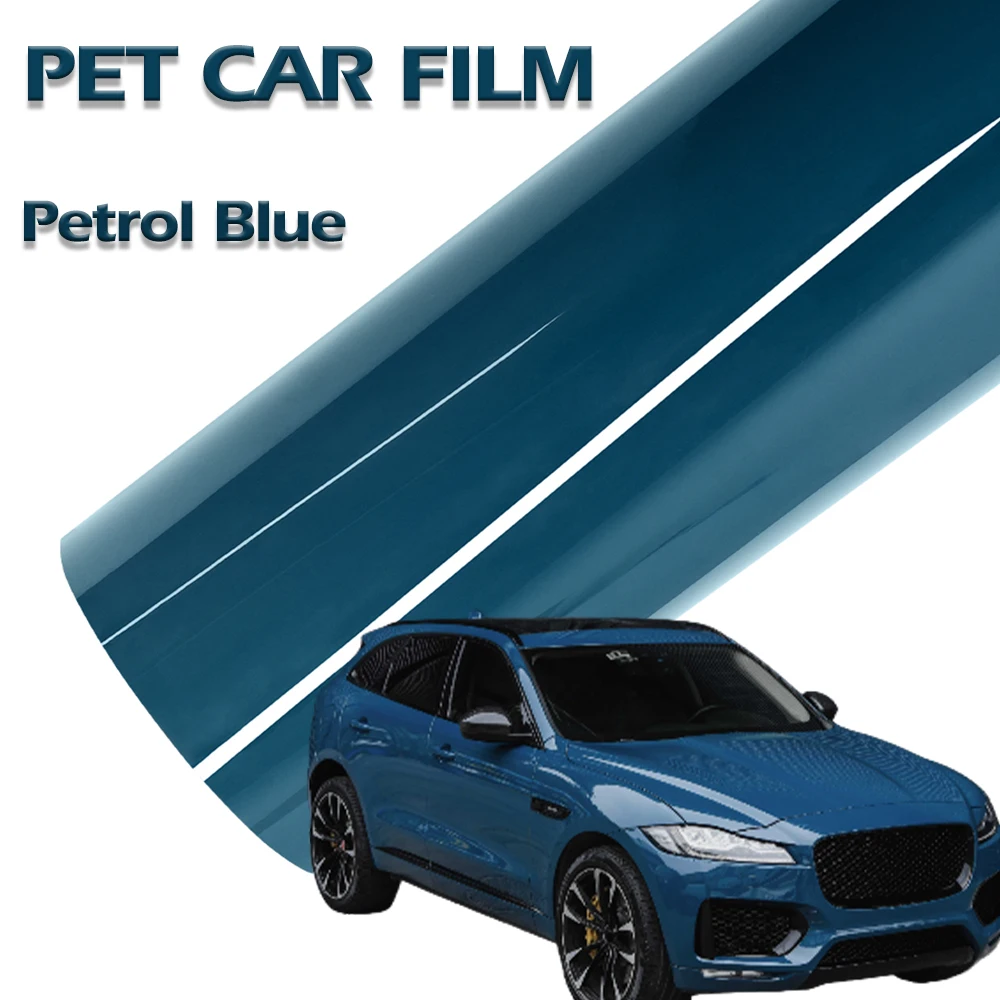 

PET Petrol Blue Glossy Car Vinyl Wrapping Film PVC Vehicle Self Adhesive Anti Scratch Decal Auto Body Decoration Protective Film