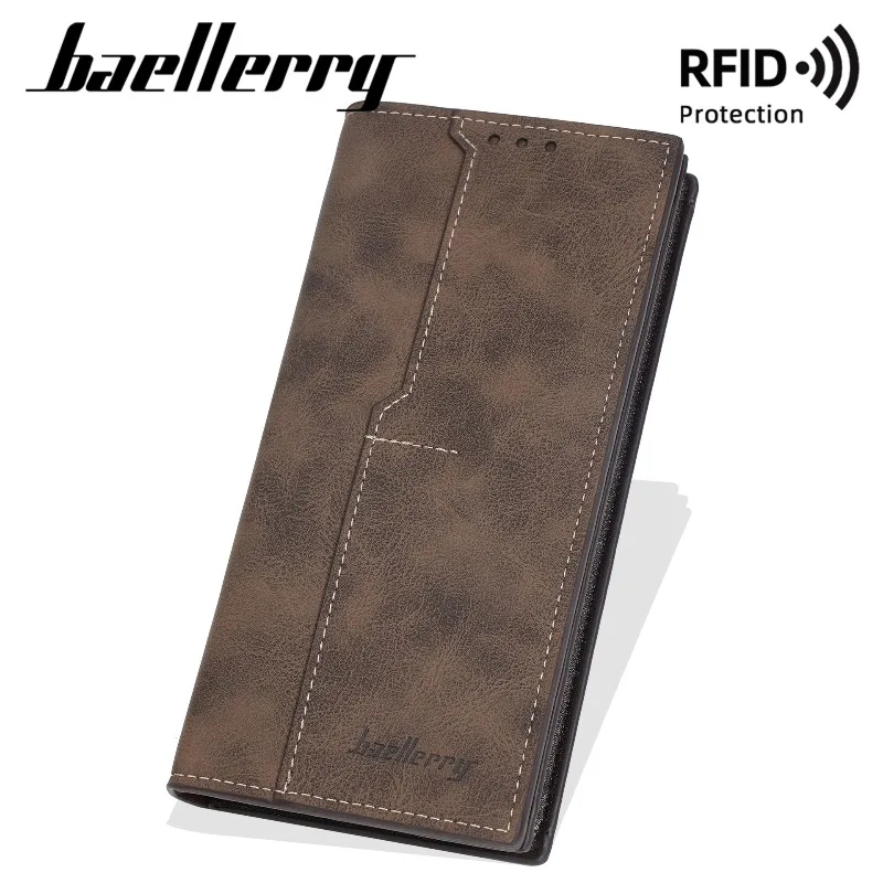 Baellerry Luxury Long Design PU Leather Men's Wallets Purses Male Zipper Wallet Clutch Bag Multi-Slot Card Holder for Man