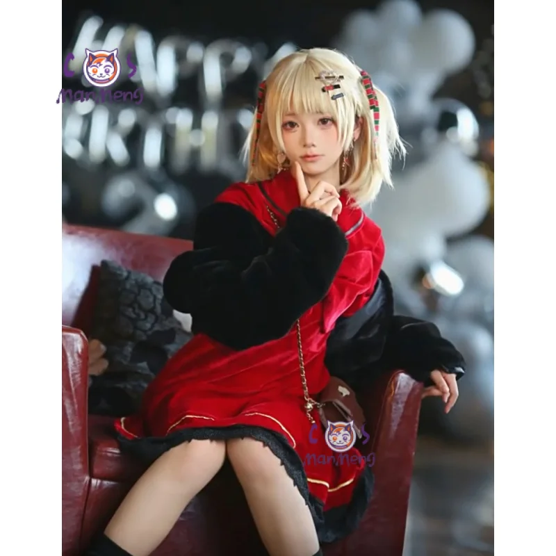 

Anime PJSK Kohane Azusawa Khn Cosplay Costume Sweet Lolita Red Dress Halloween Carnival Uniform Headwear Wig Azusawa Kohane Set
