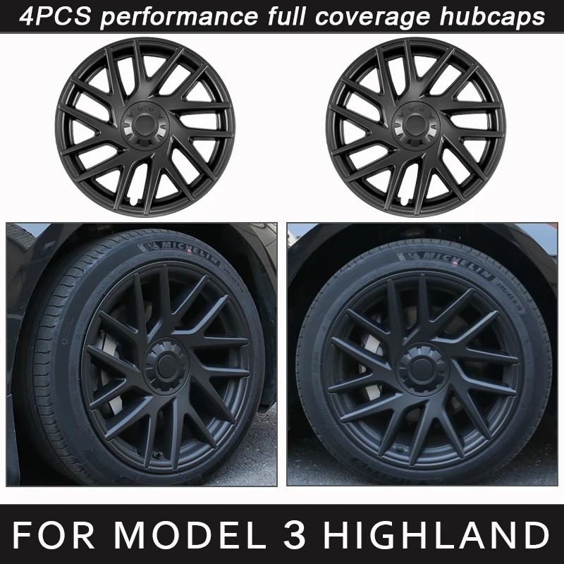 

4PCS HubCap Car for Tesla Model 3 Highland 2024 18 Inch Wheel Cap Replacement Automobile Wheel CoverFull Rim Cover Accessories