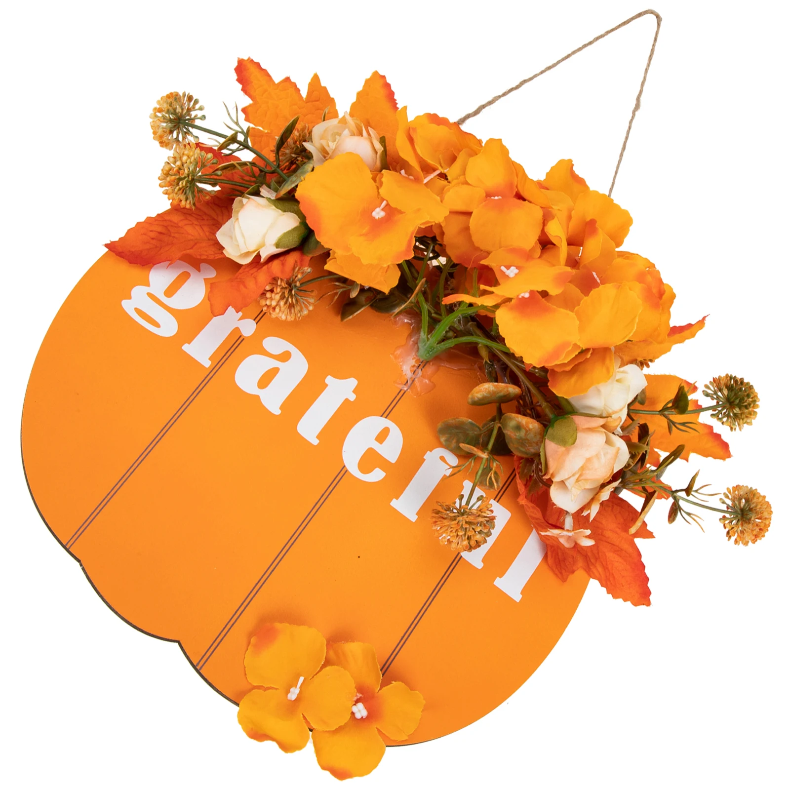 

Wooden Sign Plastic Thanksgiving Decor Halloween Wreath Artificial Pumpkin Hydrangea Hanging nament Festive New Year Party
