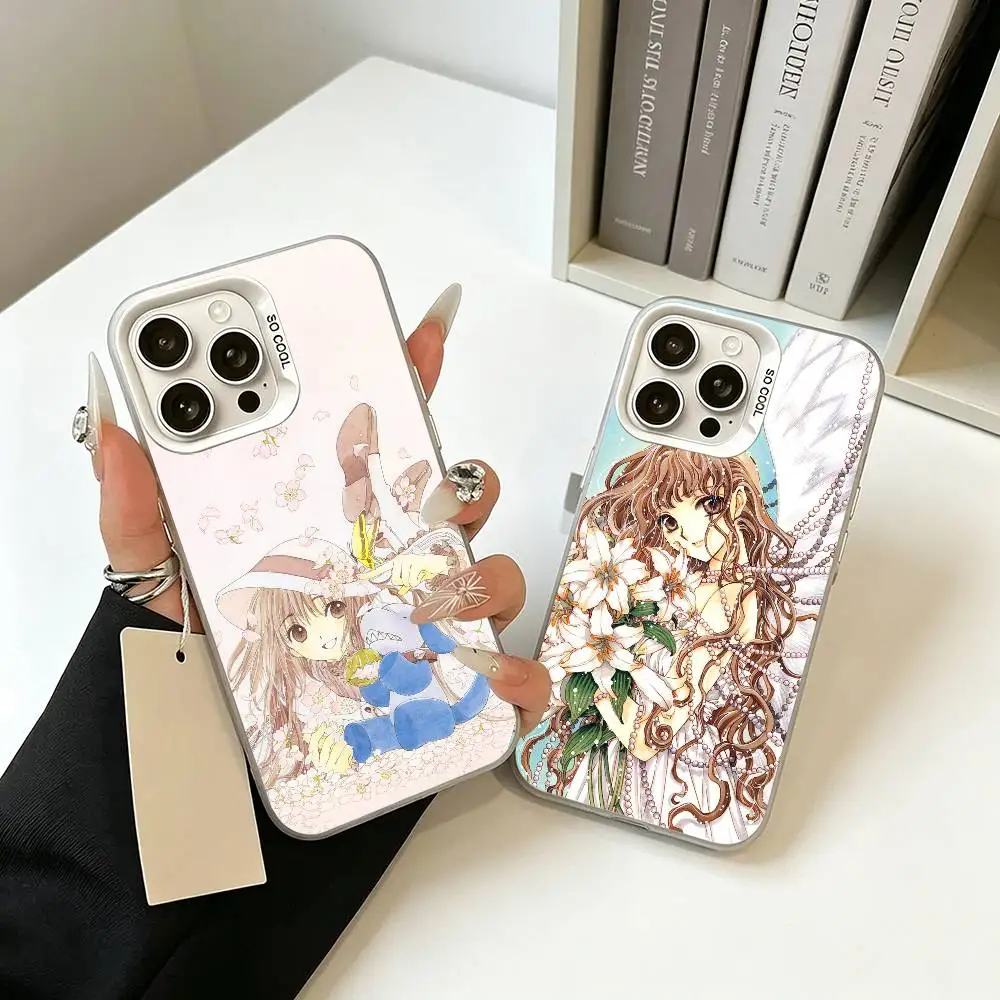 Funda para Teléfono Anime X-X1999 K-Kotori Monou para iPhone 11 12 13 14 15 16 17 Pro Max Plus, Blanca y Plateada