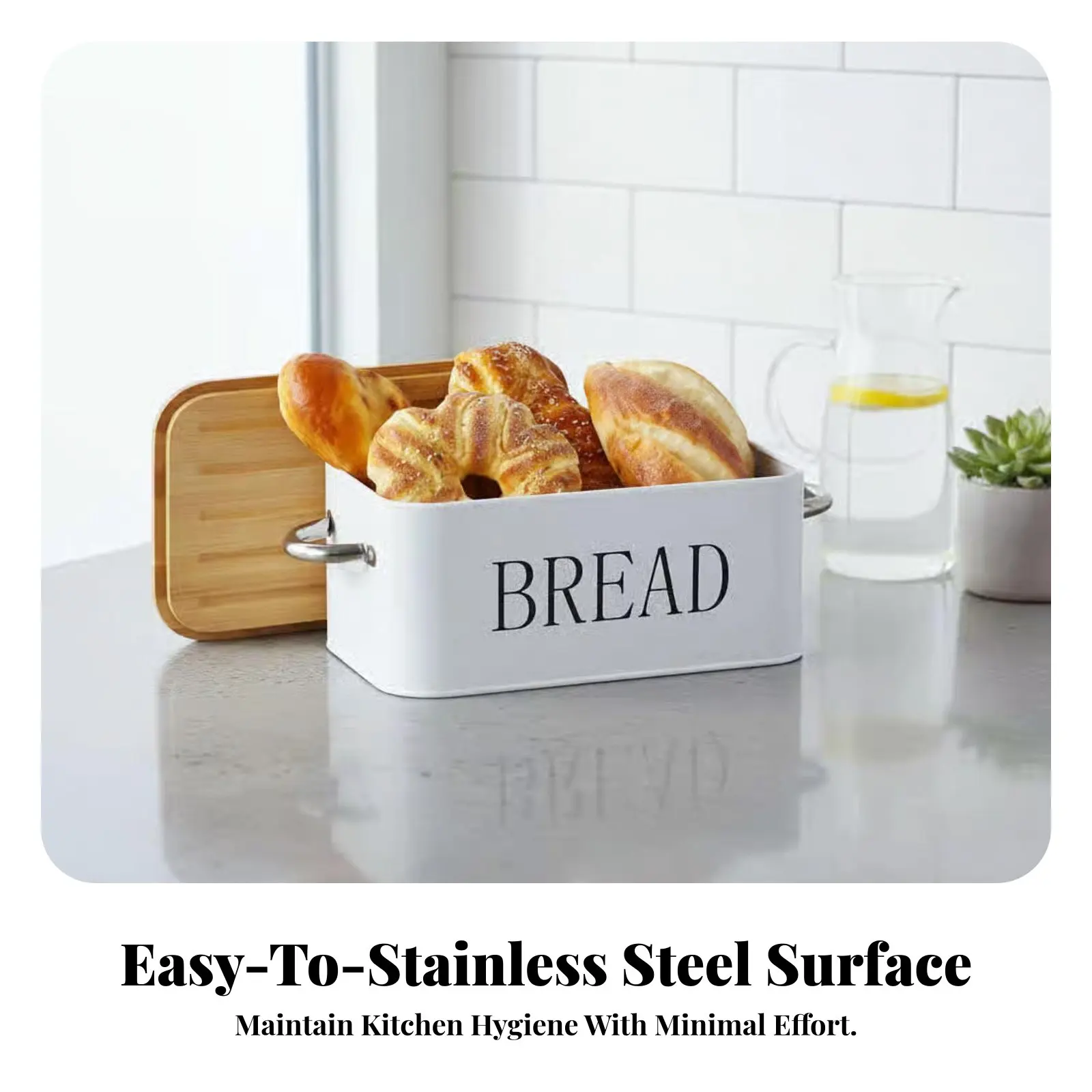 Obrázek 6: Chléb úložný 2-in-1 design kov chléb bin sturdy food-safe pro kuchyň počítadlo