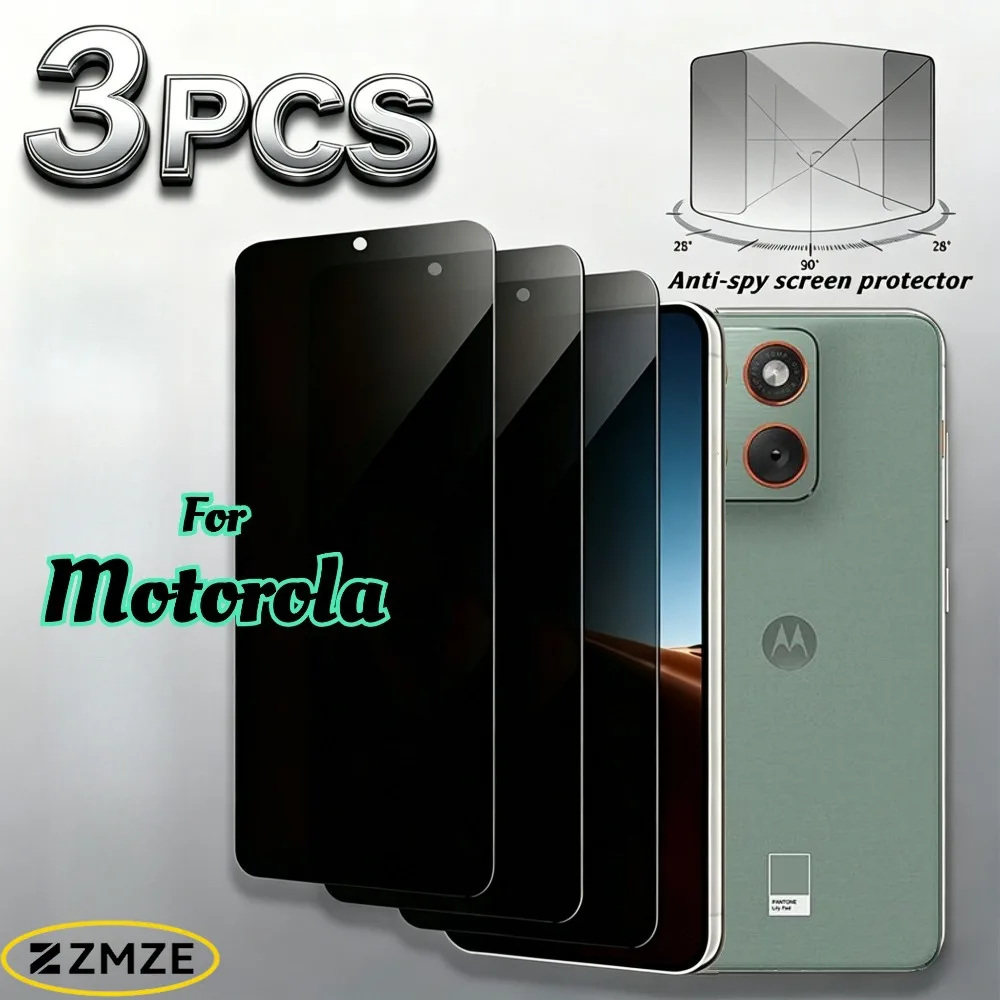 

3 Pieces Privacy Tempered Glass Film For Motorola Edge 70 30 20 60 50 30 Neo 60 Stylus 30 Pro 20 Fusion Glossy Screen Protectors