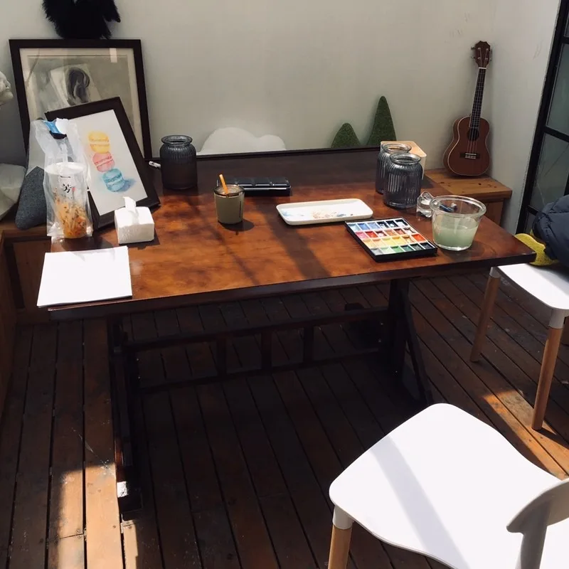 Painting table Art diagonal drawing table Designer workbench Solid wood desk Studio Painting Easel case