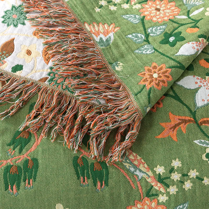 Pure Cotton Blanket Muslin Woven Tassel Throw Double Couple Bed Coverlet Quilts AB Side Bedspread On The Bed Summer Nap Blanket