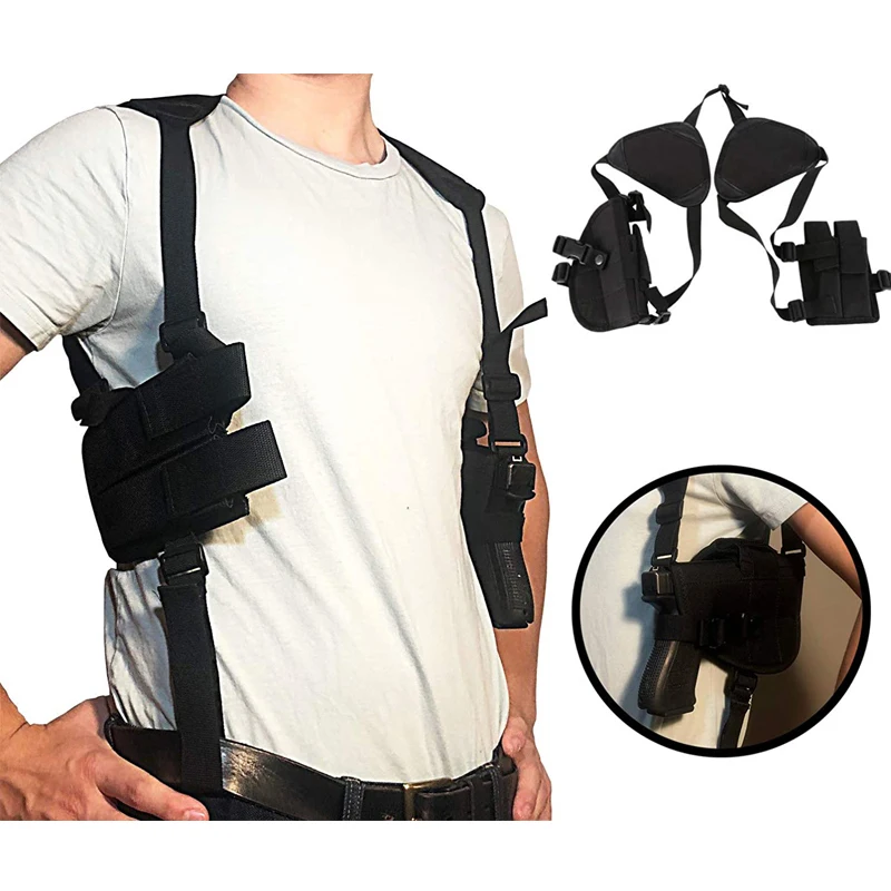 

Tactical Holster Underarm Hidden Shoulder Universal Holster with Dual 9mm Pouch for Glock 17 19 Beretta M9 P226