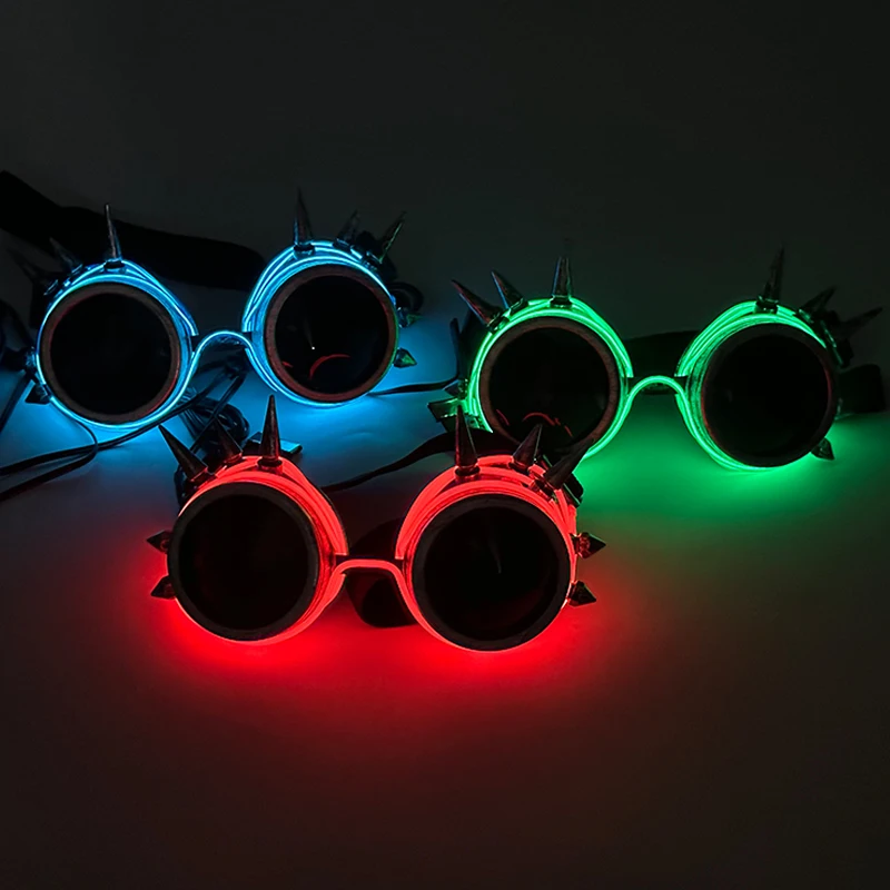 LED Neon leuchtende Brille leuchten Rave Kostüm Party Dekor DJ Club Brillen Leistung Requisiten ändern Farbe Ball Brillen – Detail 22