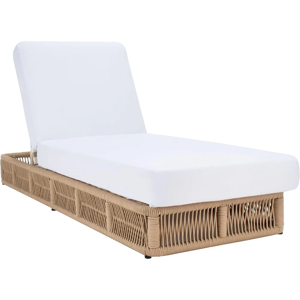

Outdoor Collection Gillian Tan Rope/White Cushion Chaise Lounge Chair (PAT7527A)