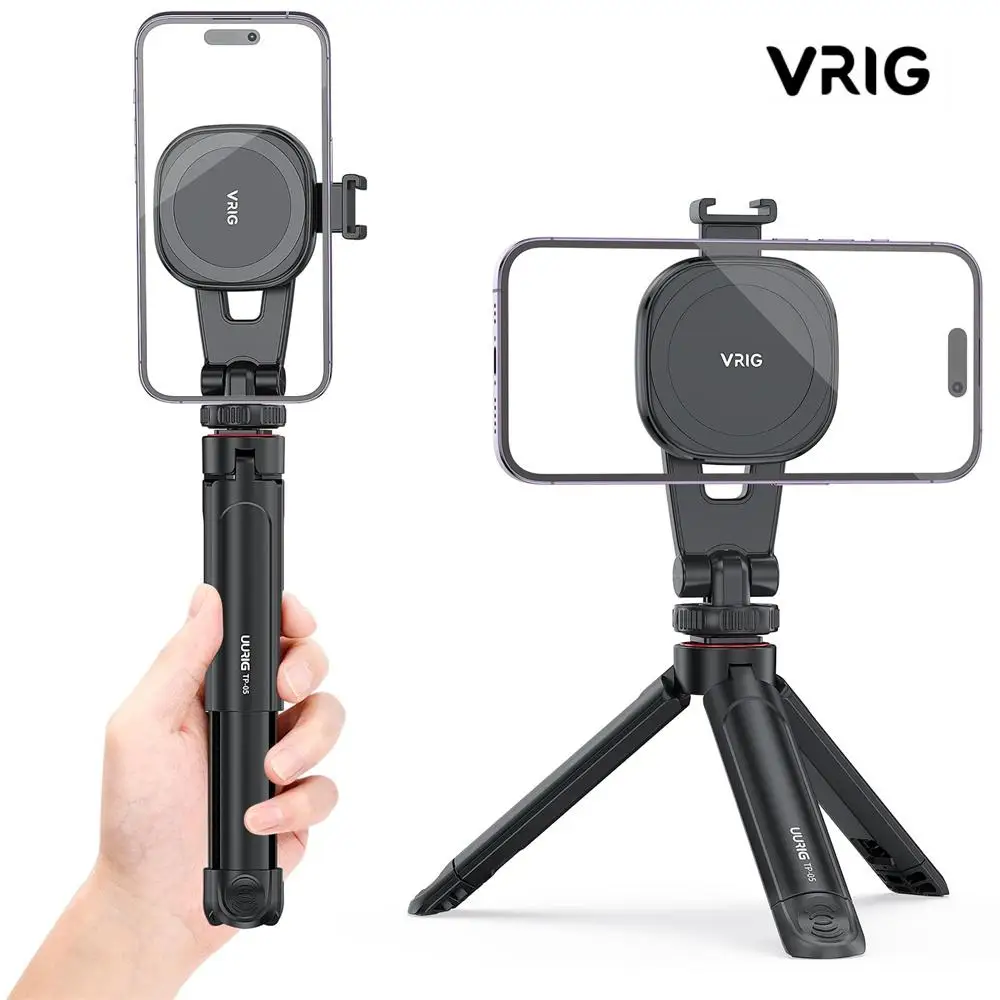 

VRIG 360 Rotation Magnetic Tripod for Magsaf Phone Mount Extend Camera Tripod Selfie Stick for iPhone 15 14 13 12 All Phone Case