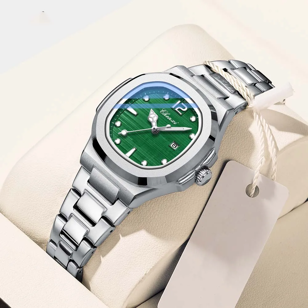 CHENXI New Women's Watch Stainless Steel Band Business Versatile Casual Water-Resistant Nautilus-Style Dial Women's Quartz Watch