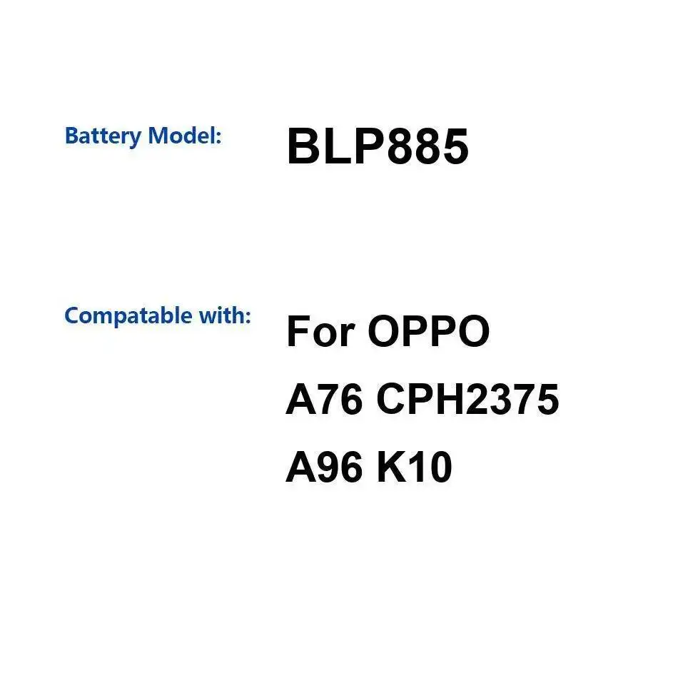BLP885 بطارية الهاتف المحمول ل ممن لهم A76 CPH2375 A96 K10 آمن 5000Mah
