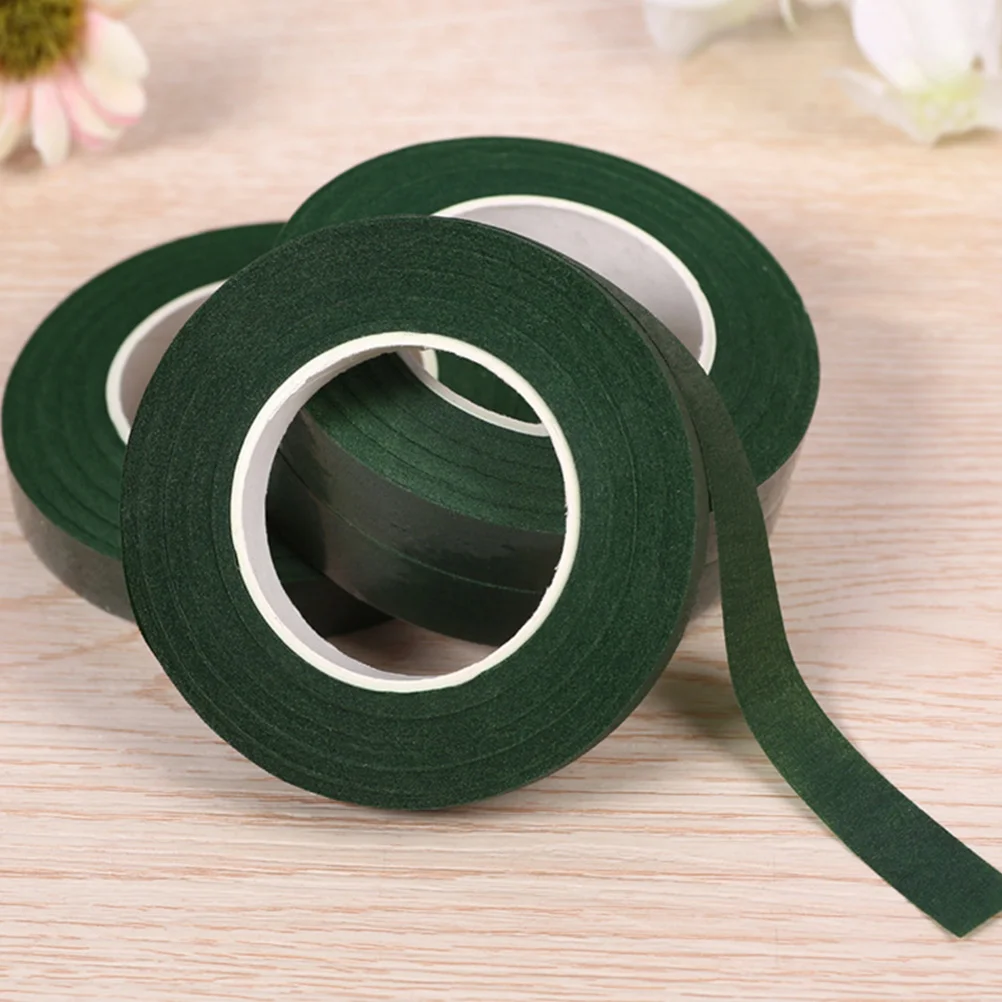 

5 Rolls Green Tape High Viscosity Floral Stem Wrapper for Bouquet DIY Crafts Flower Arrangement Supplies Craft Tape