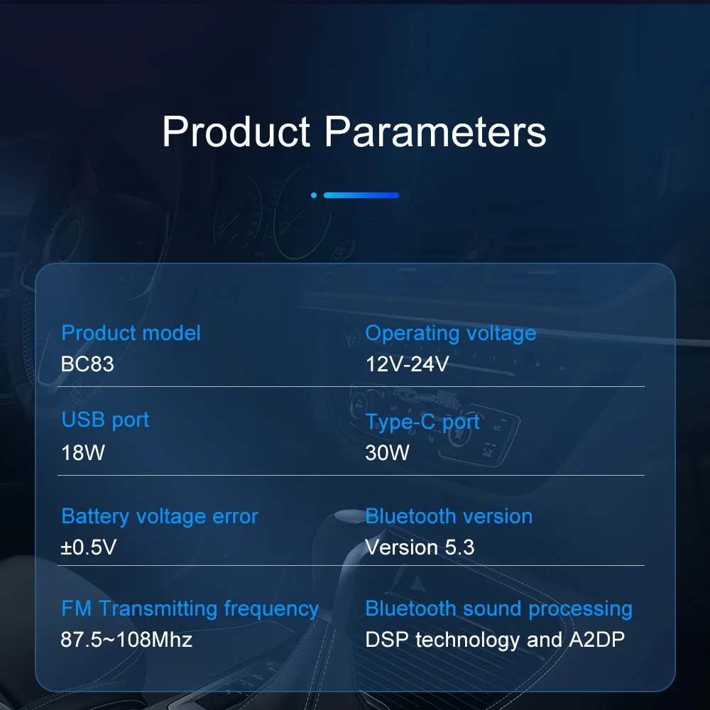 عرض ملون Bluetooth5.3 FM الارسال سيارة لاسلكية 12 فولت-24 فولت FM المغير مشغل Mp3 طقم السيارة يدوي QC3.0 شاحن سيارة