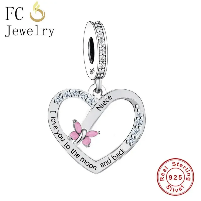 FC Jewelry Fit Original Charm Bracelet 925 Silver Granddaughter I Love You To The Moon And Back Bead For Making Women Berloque