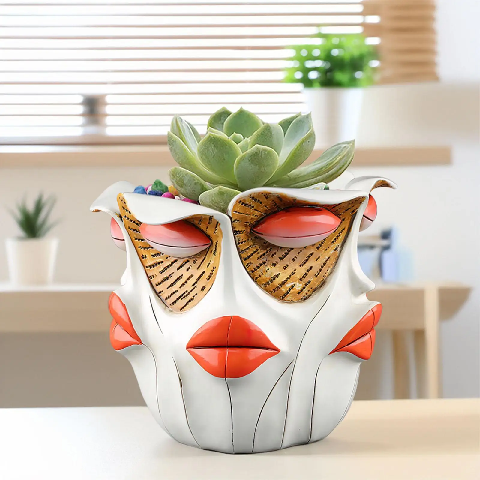 

Creative Head Planter Flower Vase Cactus Display Shelf Pen Holder Farmhouse Garden Landscape Decoration Abstract Face Plant Pot