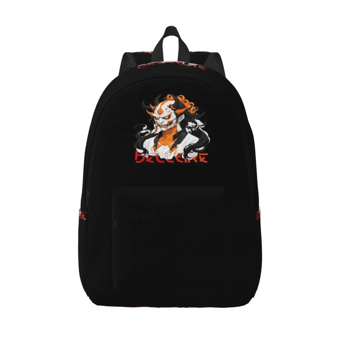 

Аниме Demon Design в черно-белом и оранжевом цвете. Простой и стильный рюкзак. Холщовый рюкзак. Женский рюкзак.