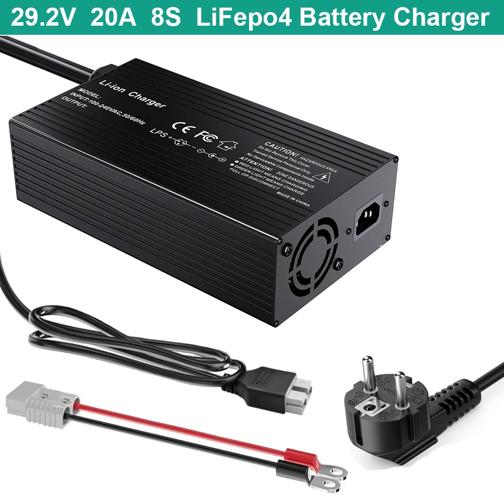 29.2 فولت 20A LiFePO4 شاحن بطارية 24 فولت 20A شاحن قابل لإعادة الشحن لبطارية ليثيوم فوسفات الحديد