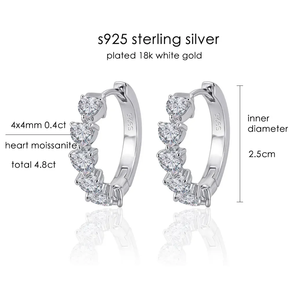 NASIA4x4mm Heart Moissanite Earring 925 Sterling Silver Earrings Women Fine Jewelry Wedding Engagement Anniversary Gift 2026 5