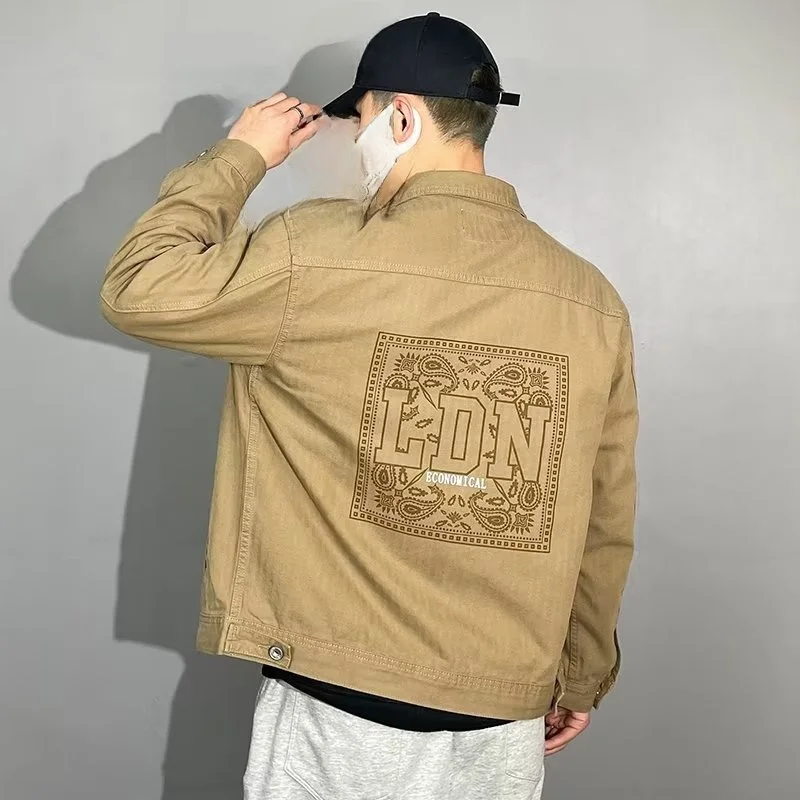 

Хлопковая рабочая куртка в стиле ретро, мужская модная верхняя одежда, весенне-осенняя мужская куртка из чистого хлопка, модная рабочая одежда, пальто