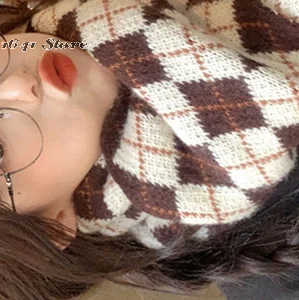 1pc Red Scarf Women's Winter Plaid Christmas Birthday Gift New Year Gift Knitted Wool