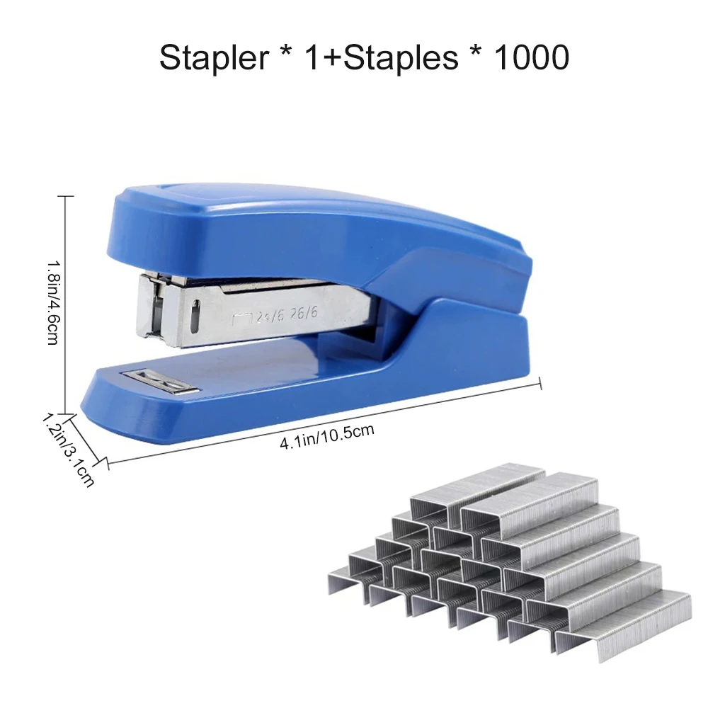 Handheld Stapler with 1000 Staples, Student Stationery Labor-Saving Medium-Sized Stapler, Simple Office Use