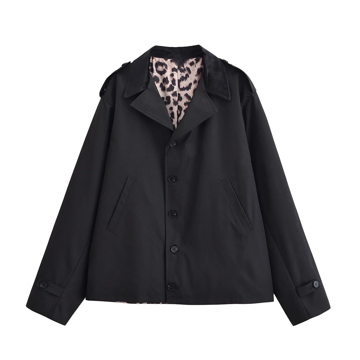 

PB&ZA2025 Women's Autumn New Suede Collar Patchwork Casual Loose Elegant Lapel Long Sleeve Short Trench Coat Jacket