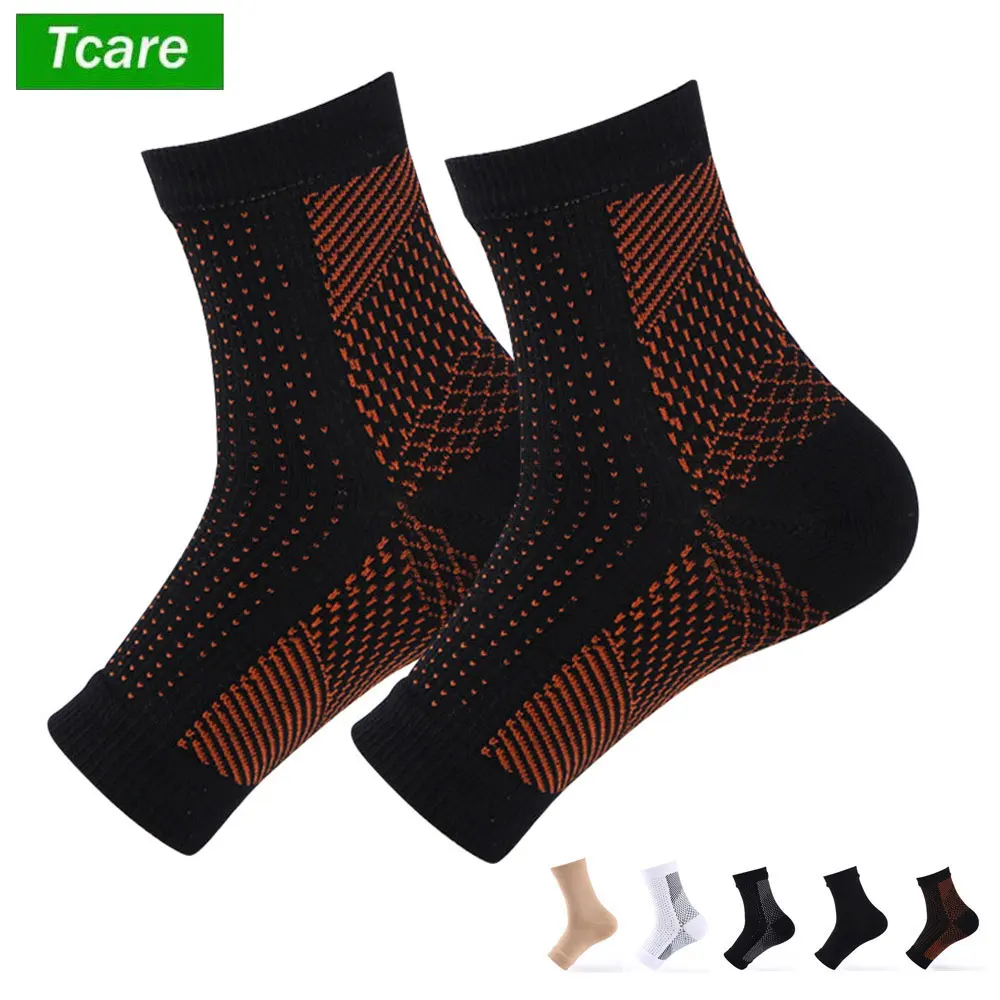 

Tcare 1 Pair Sports Ankle Brace Socks Compression Sleeve Support Foot Arch Brace for Men and Women Plantar Fasciitis Neuropathy