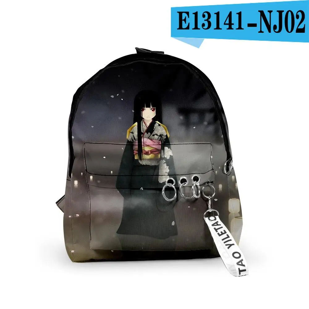 Hip Hop Popular Hell Girl Backpacks Boys/Girls pupil School Bags 3D Print Keychains Oxford Waterproof Cute Small Backpacks