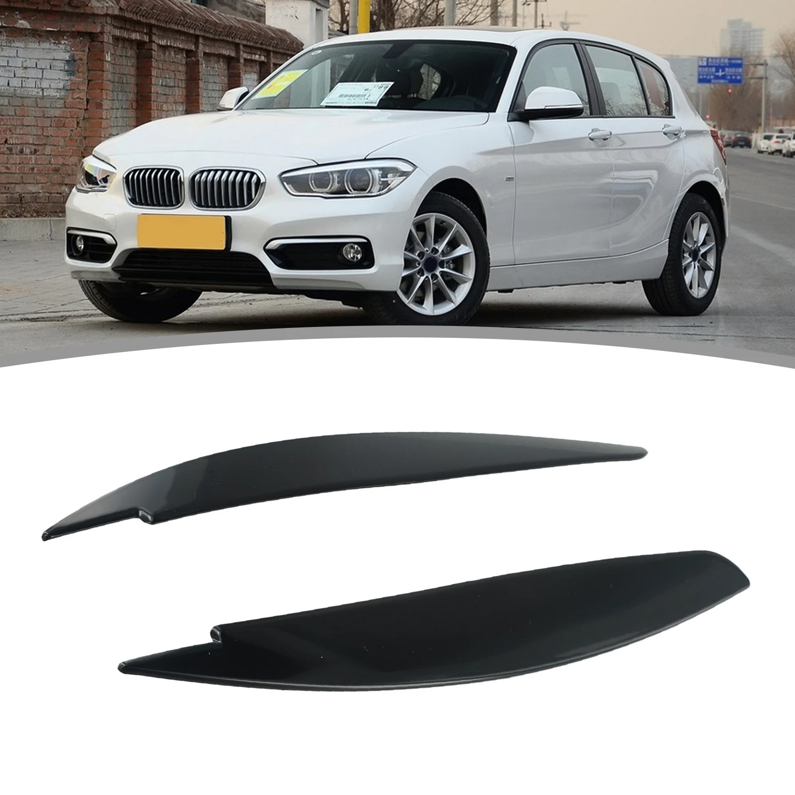 Protect Your Car\\\'s Headlights with Black Plastic Eyebrows for BMW 1 Series E87 E88 E81 E82 Maintains Original Shine