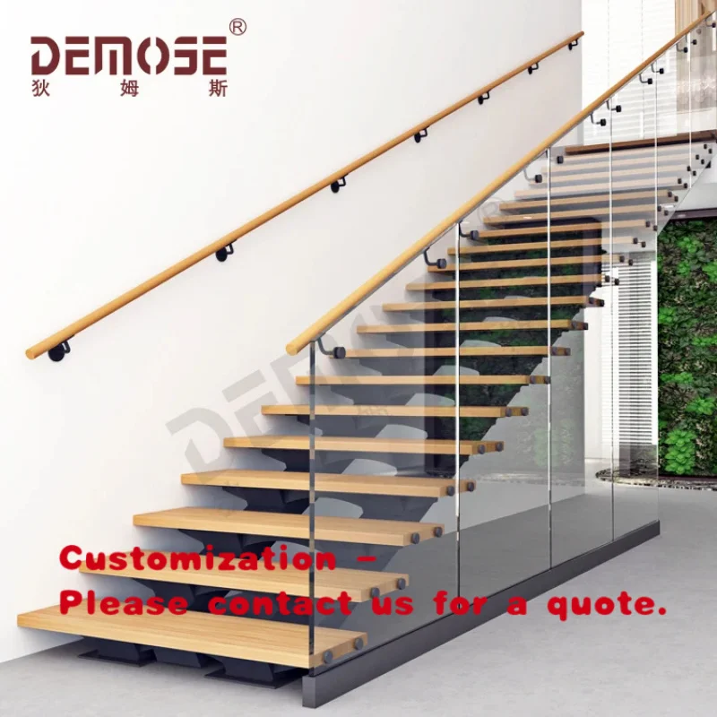 

custom.Durable Stainless Steel Stair with Glass Railings Modern Indoor Villas Customize From Foshan