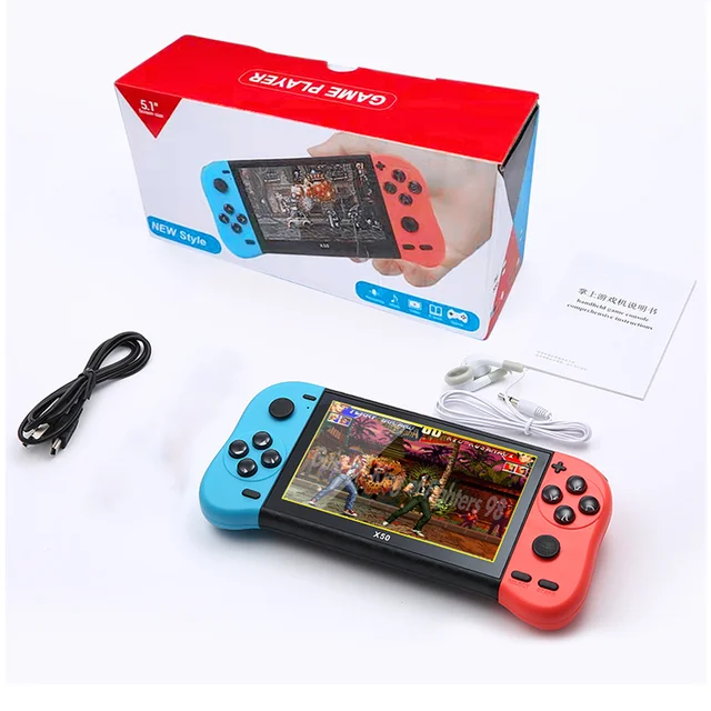 

2023 new X50 MAX Handheld Retro Classic 6800+ Games Console 5.1" HD Screen Support 10 Simulations 64bit Video Player TV Output