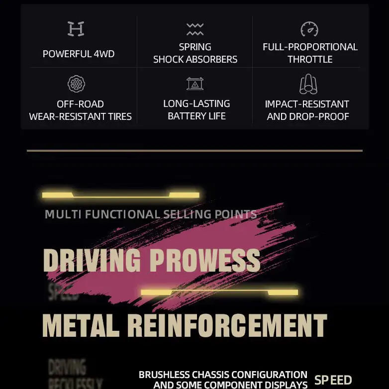 Professional Brushless 4WD Off Road Remote Control Truck 2.4G 80KM/H LED Lighting Metal Transmission Racing Drift RC Car Truck